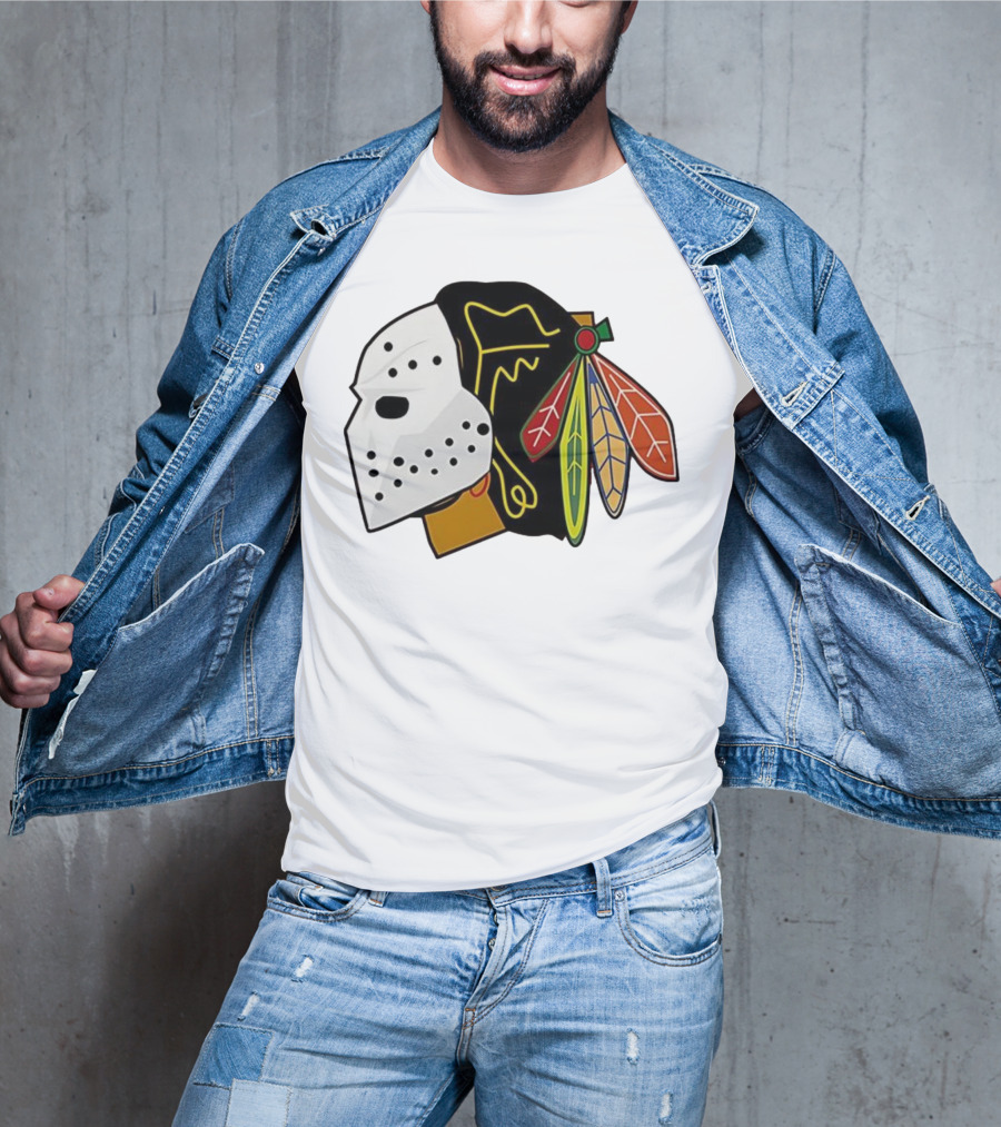Chicago Blackhawks Hockey Mask Team Colors T-Shirt