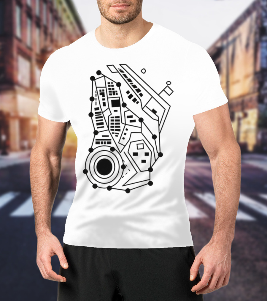 Circuit Board Pattern Tech-Inspired Circuitry T-Shirt
