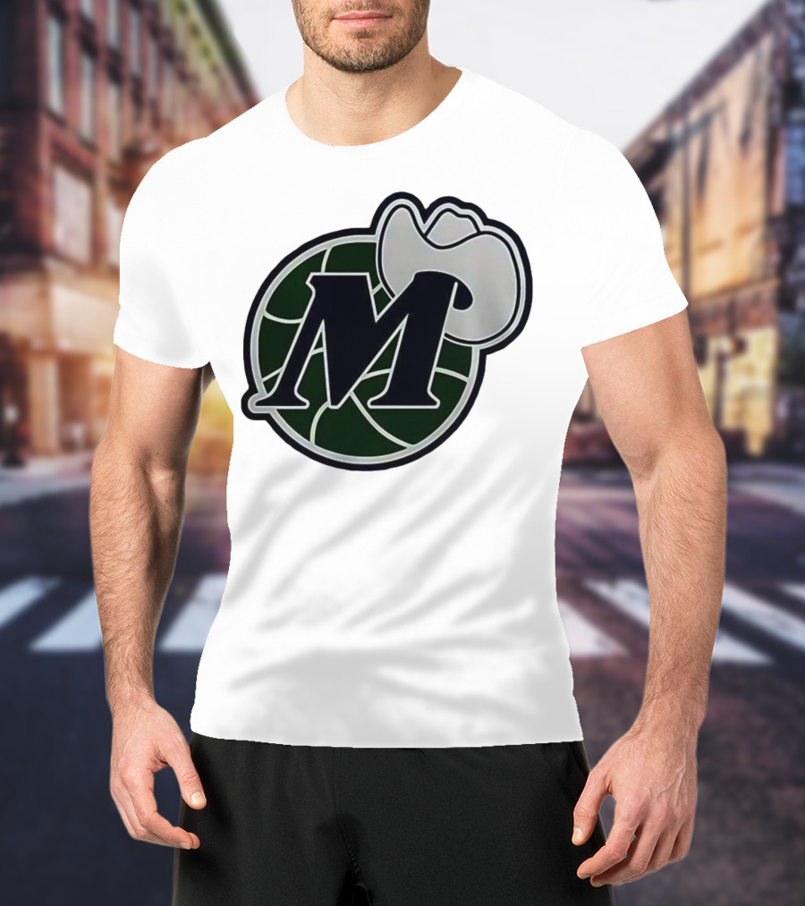 Dallas Mavericks M With Cowboy Hat And Basketball Icon T-Shirt