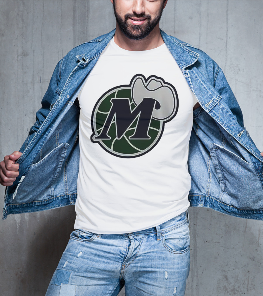 Dallas Mavericks M With Cowboy Hat And Basketball Icon T-Shirt