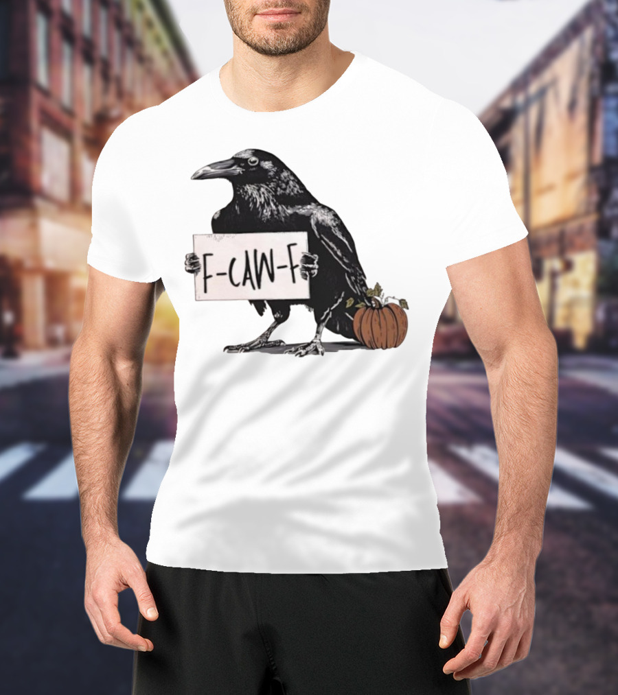 F Caw F Anti Fascism Crow Halloween Raven Pumpkin T-Shirt