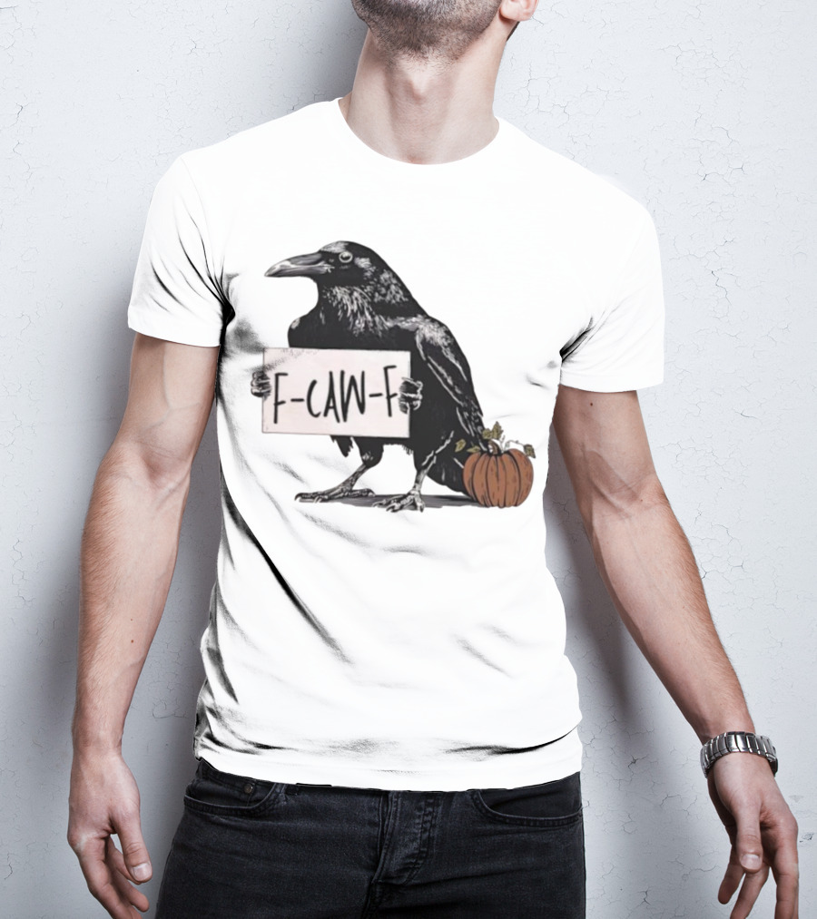 F Caw F Anti Fascism Crow Halloween Raven Pumpkin T-Shirt