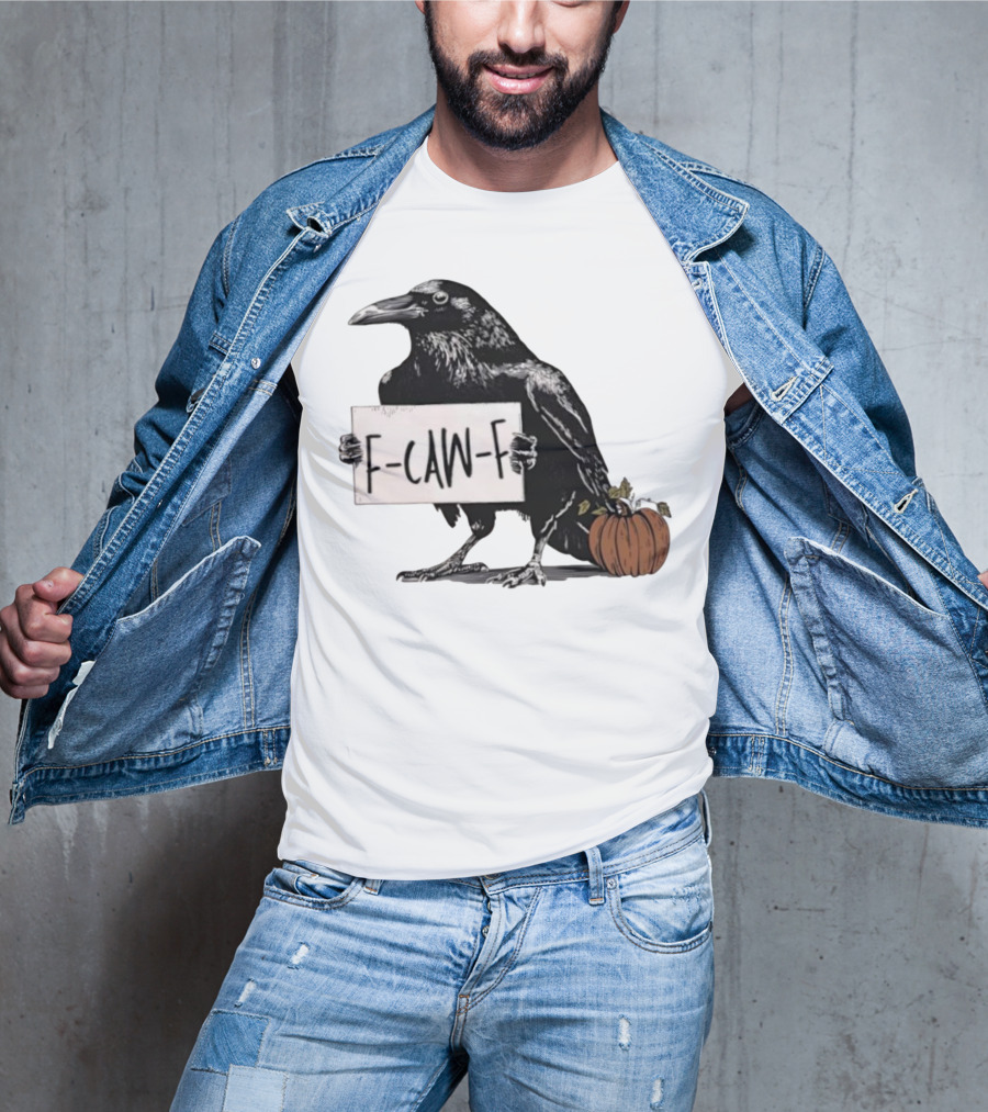 F Caw F Anti Fascism Crow Halloween Raven Pumpkin T-Shirt