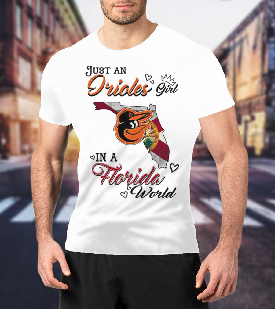 Baltimore Orioles Fan In Florida With State Flag And Mascot T-Shirt