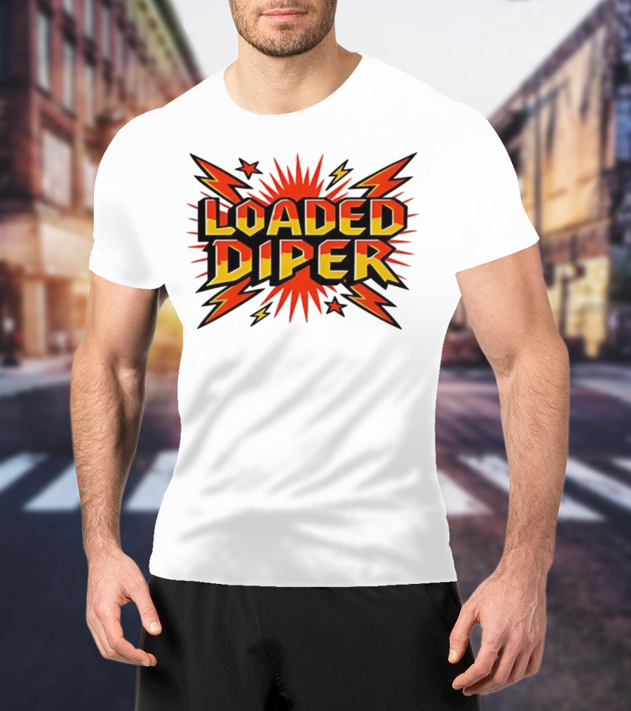 Loaded Diper Band Logo Comic Book Style Explosion Graphic T-Shirt