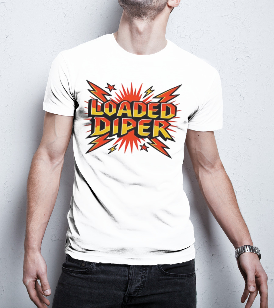 Loaded Diper Band Logo Comic Book Style Explosion Graphic T-Shirt