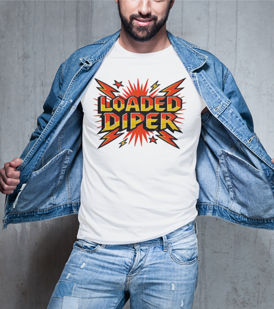 Loaded Diper Band Logo Comic Book Style Explosion Graphic T-Shirt