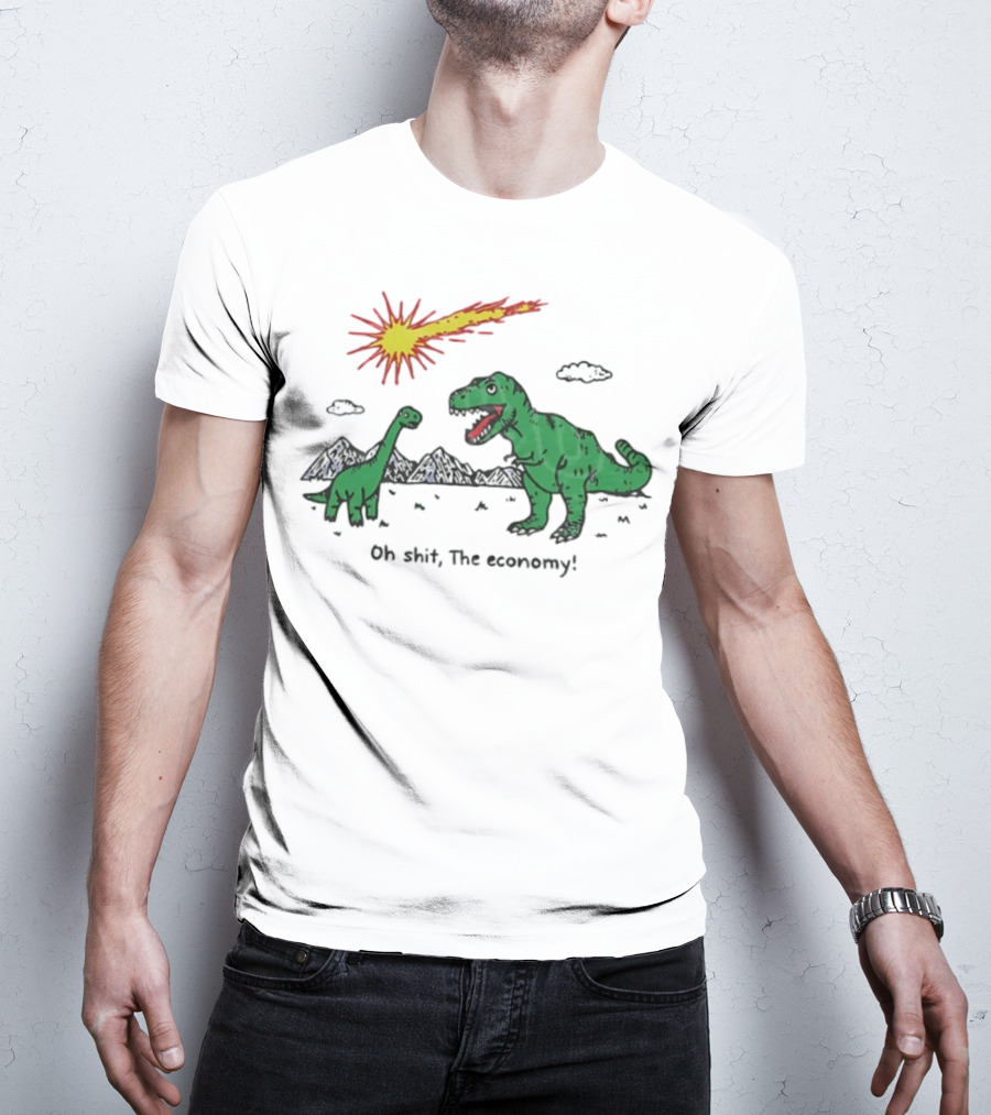 T-rex And Apatosaurus Meteor Impact Oh Shit The Economy T-Shirt