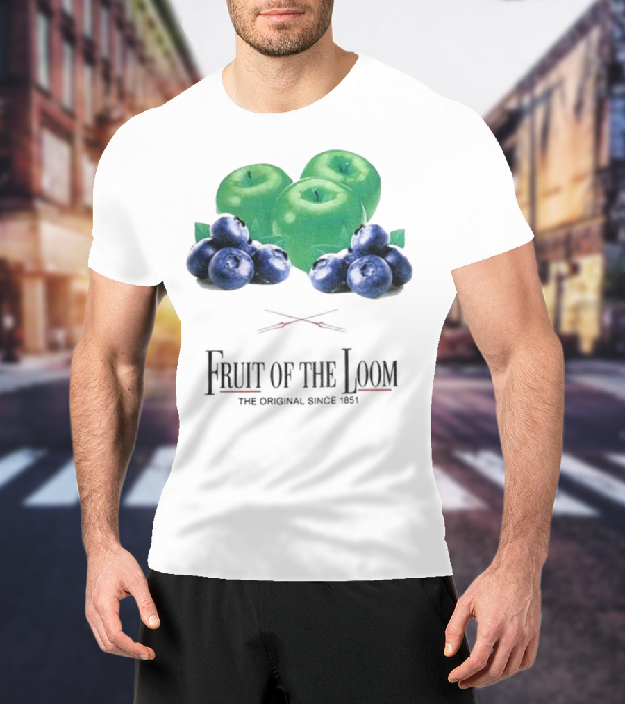 Fruit Of The Loom Original Since 1851 Green Apples Blueberries T-Shirt