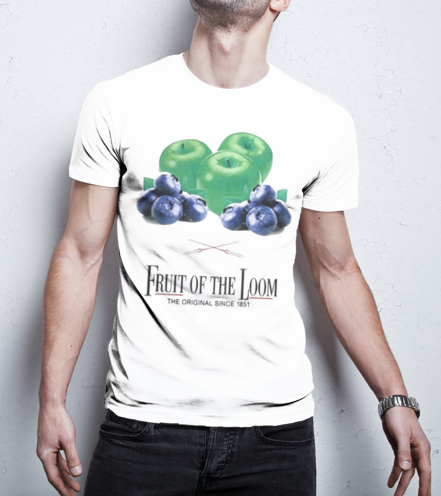 Fruit Of The Loom Original Since 1851 Green Apples Blueberries T-Shirt