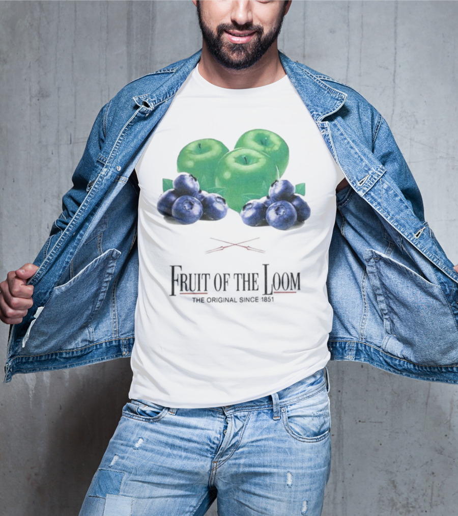 Fruit Of The Loom Original Since 1851 Green Apples Blueberries T-Shirt