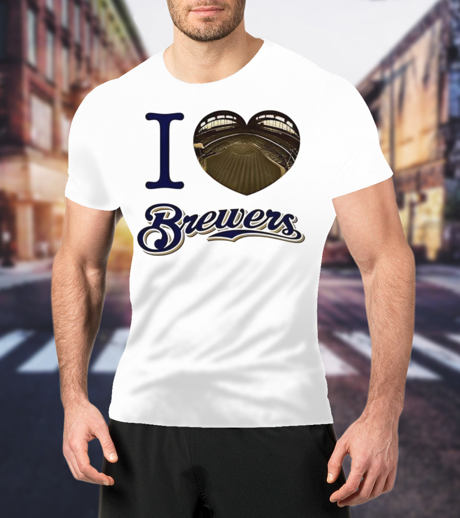 I Love Brewers Heart Stadium Milwaukee MLB T-Shirt