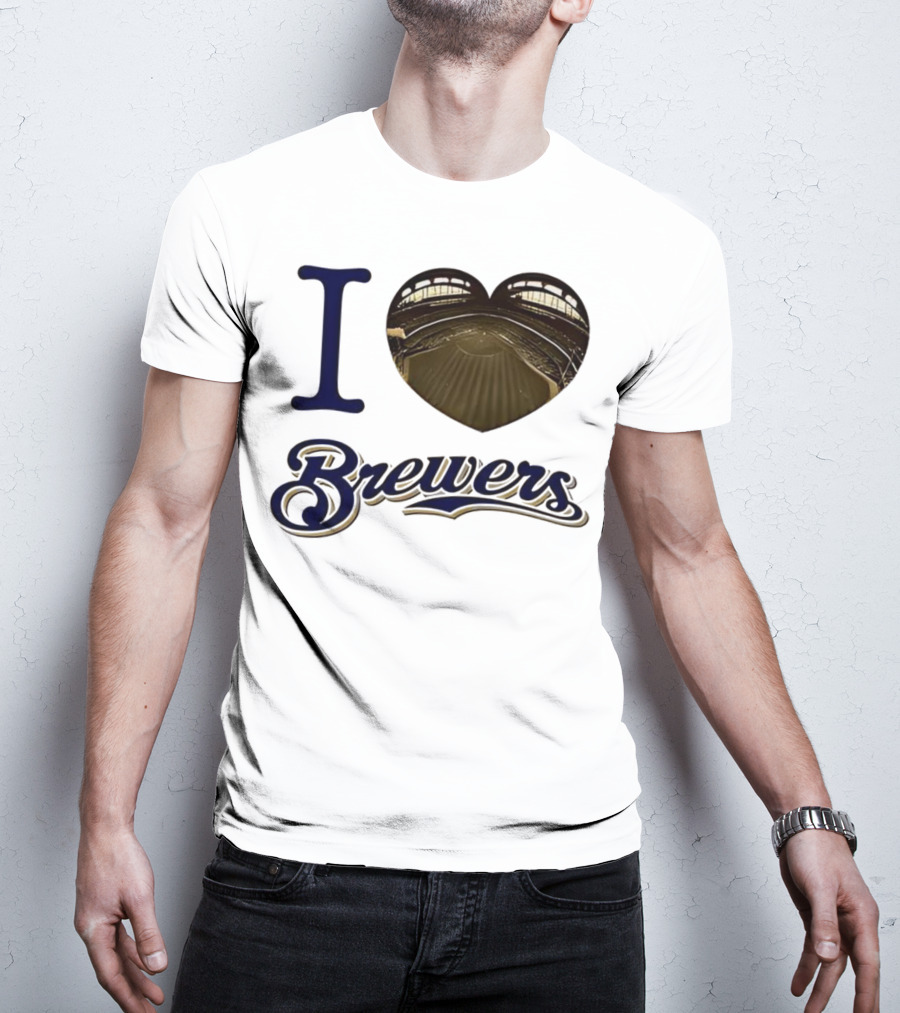 I Love Brewers Heart Stadium Milwaukee MLB T-Shirt