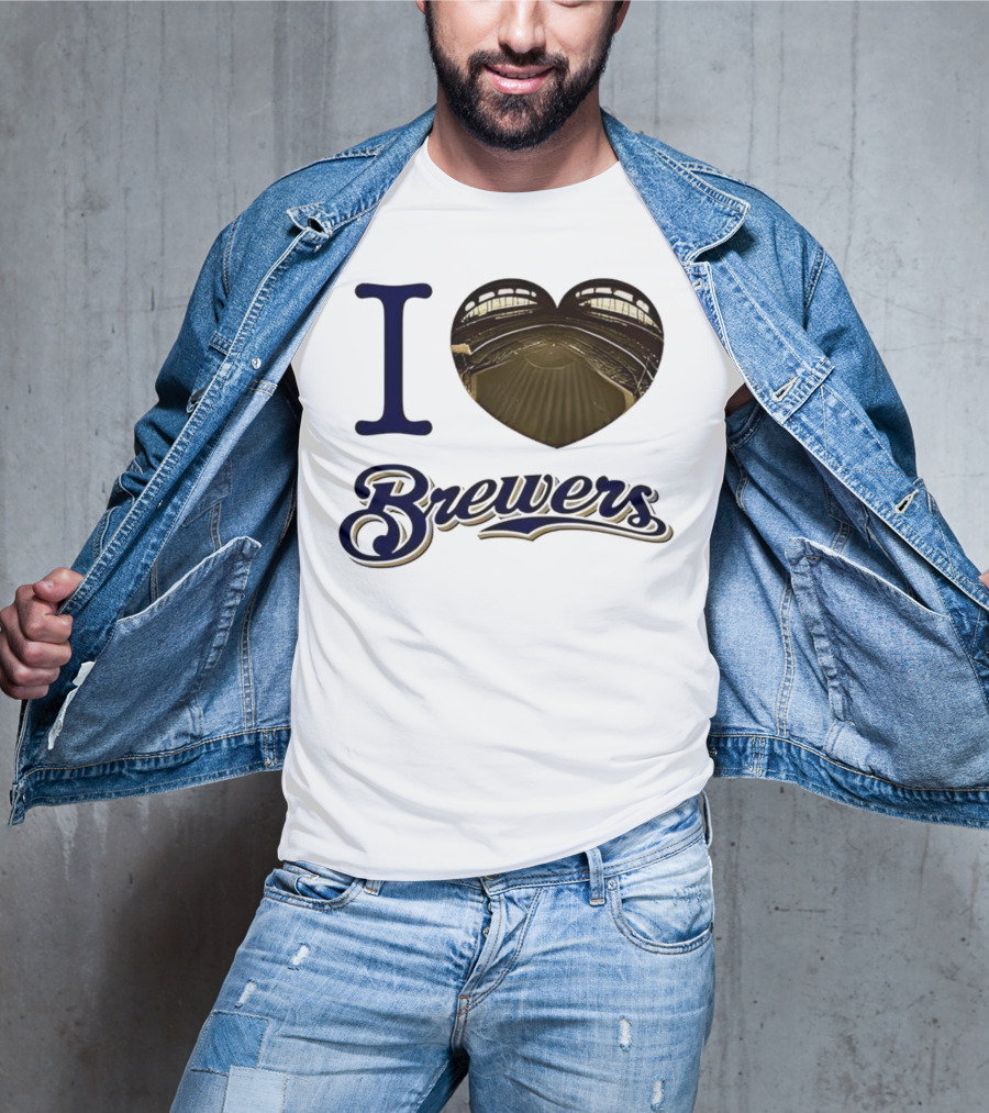 I Love Brewers Heart Stadium Milwaukee MLB T-Shirt