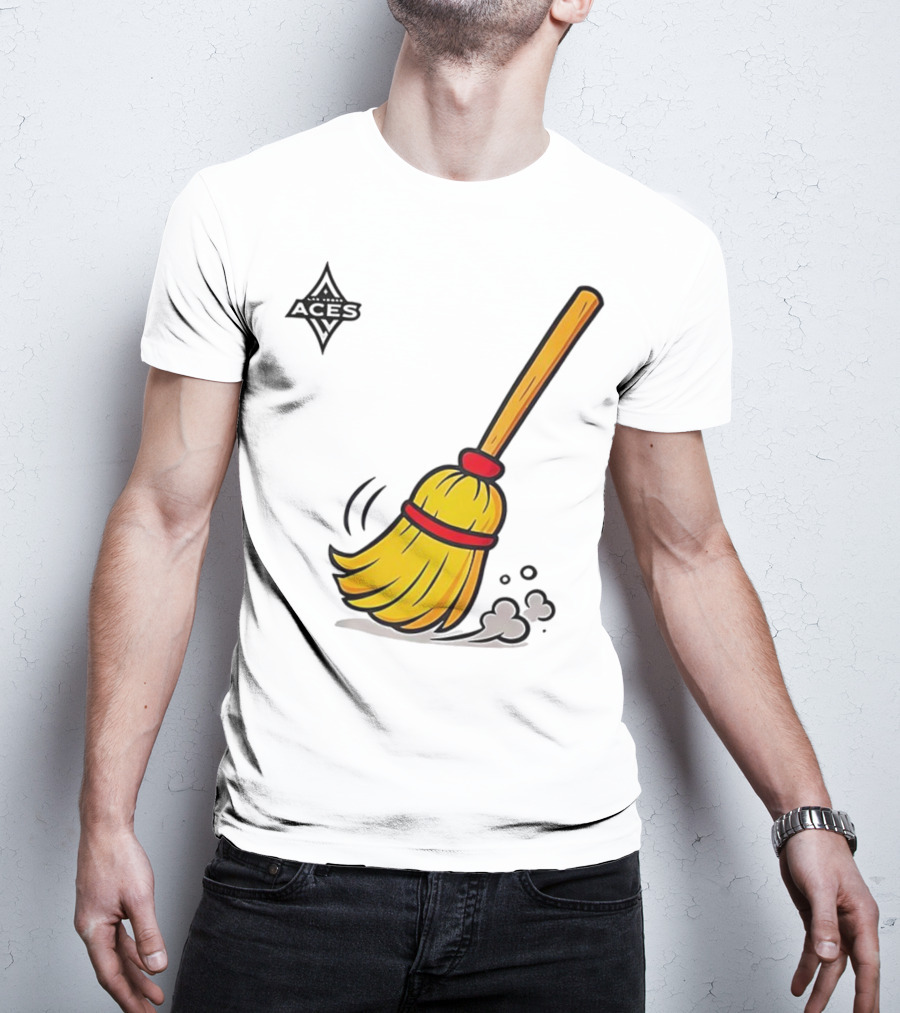 Las Vegas Aces Broom 2025 Championship Victory Sweep T-Shirt