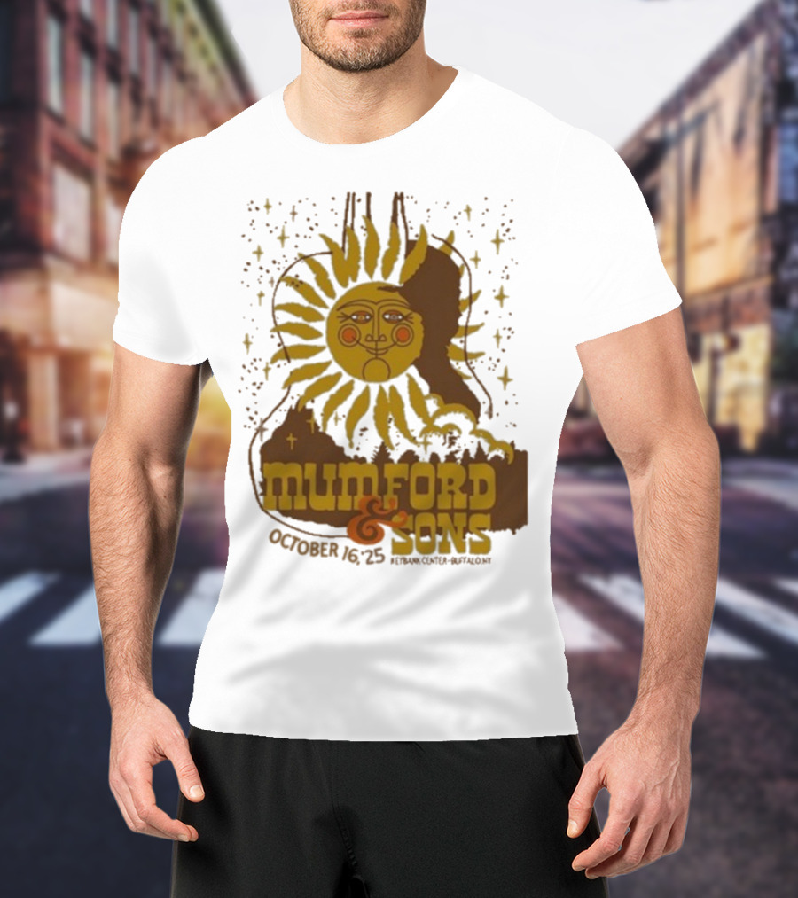 Mumford & Sons 2025 October 16 Pyramid Center Buffalo NY Sun Guitar T-Shirt