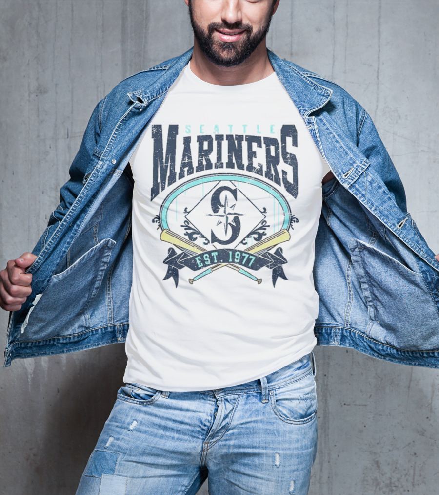 Seattle Mariners MLB Vintage 1977 Baseball Est S Compass Crossbats T-Shirt