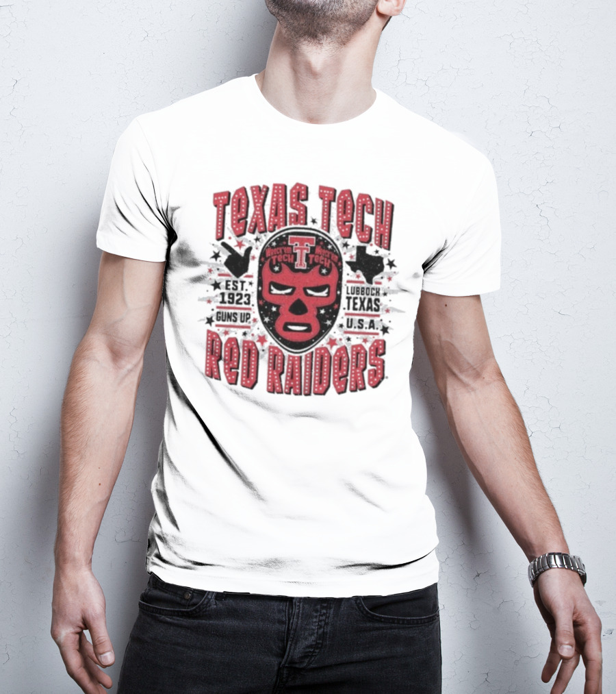 Texas Tech Red Raiders Lubbock Texas USA Luchador Mask Guns Up Est 1923 Iconic Symbol T-Shirt