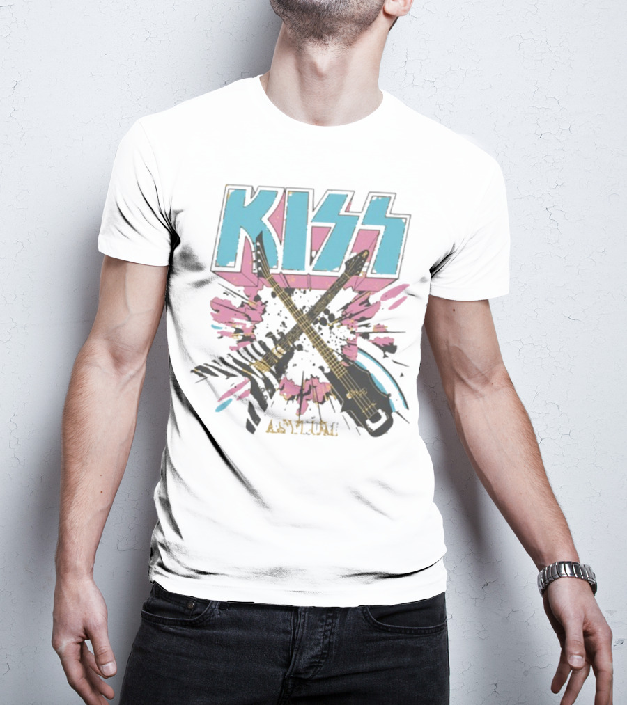 Kiss Asylum Crossed Guitars Burst Design T-Shirt