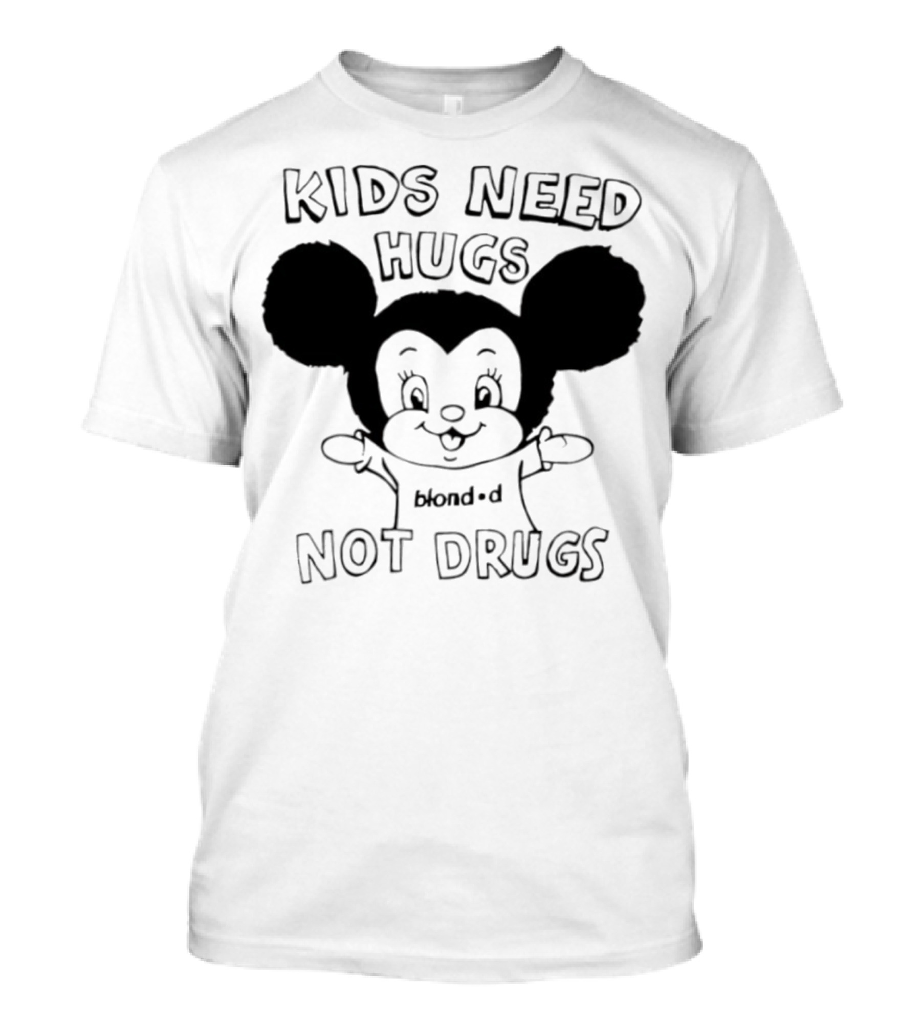 Kids Need Hugs Not Drugs Mouse Ears Cartoon Style T-Shirt