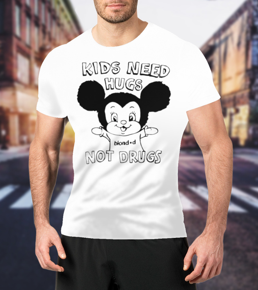 Kids Need Hugs Not Drugs Mouse Ears Cartoon Style T-Shirt