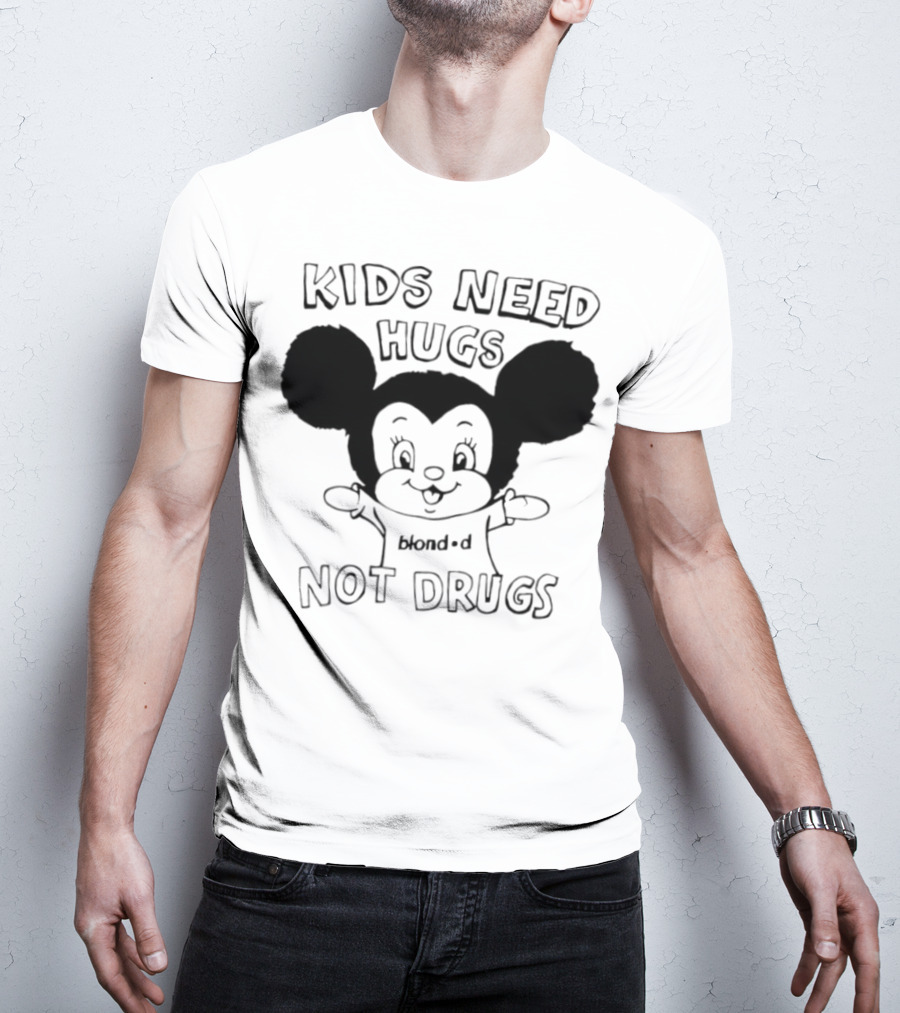Kids Need Hugs Not Drugs Mouse Ears Cartoon Style T-Shirt