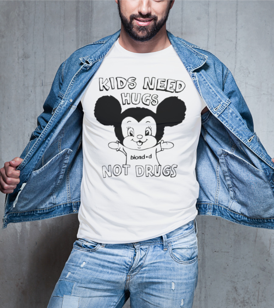 Kids Need Hugs Not Drugs Mouse Ears Cartoon Style T-Shirt