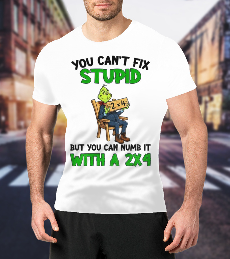 Grinch You Can’t Fix Stupid Numb It With A 2x4 Christmas T-Shirt