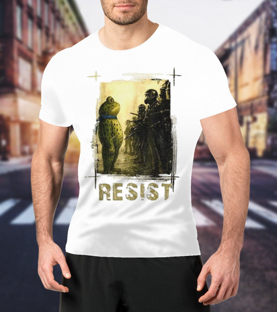 Resist Portland Frog Protest Vintage Activist Police Confrontation T-Shirt
