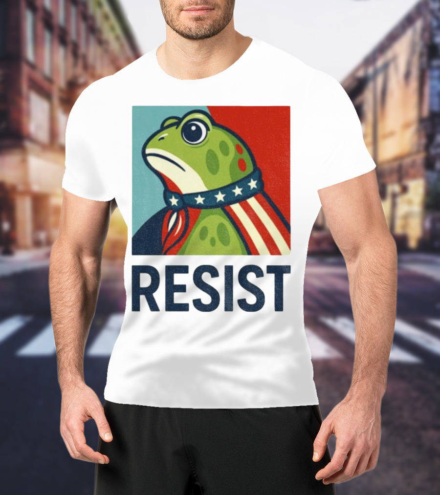 Resist Portland Frog Patriotic Stars And Stripes Retro Art T-Shirt