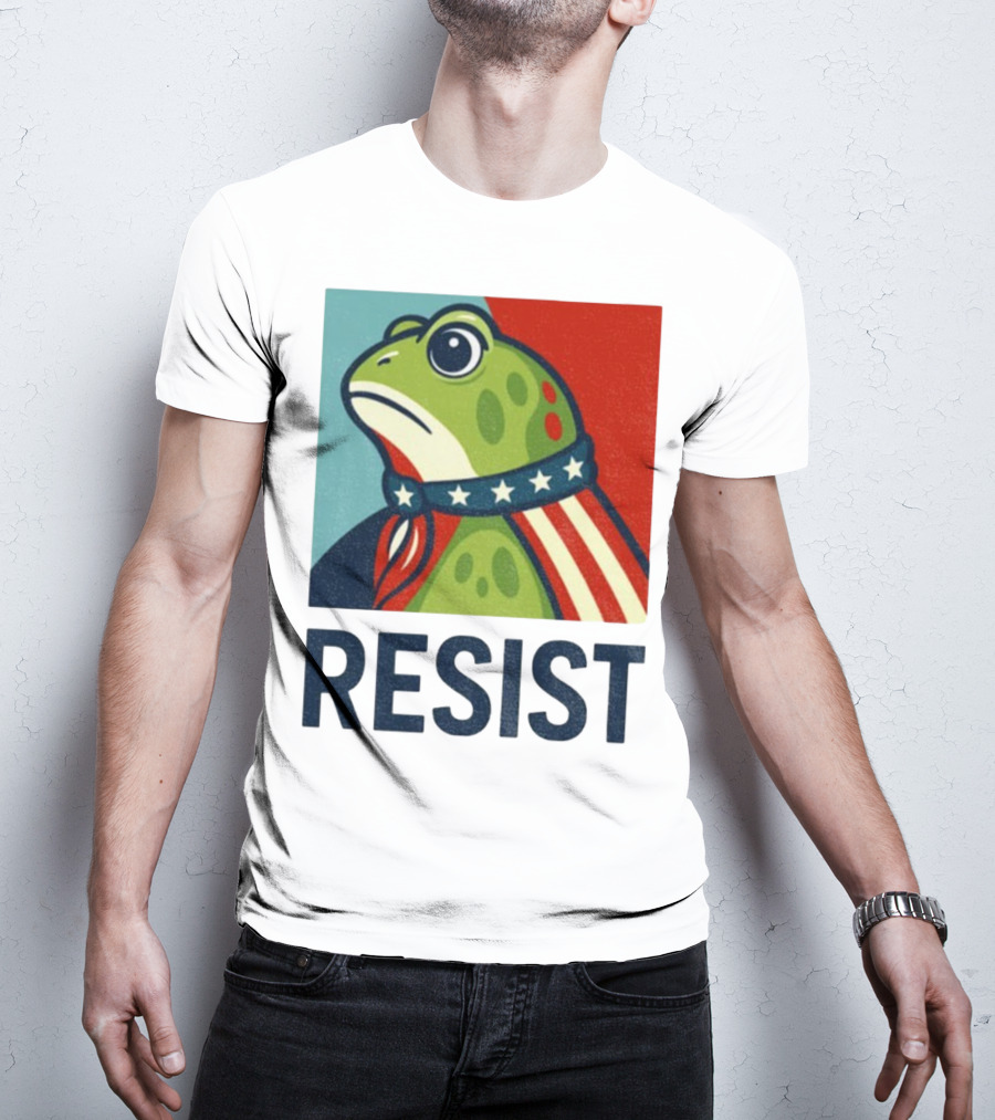 Resist Portland Frog Patriotic Stars And Stripes Retro Art T-Shirt