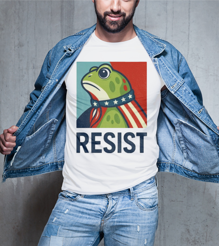 Resist Portland Frog Patriotic Stars And Stripes Retro Art T-Shirt