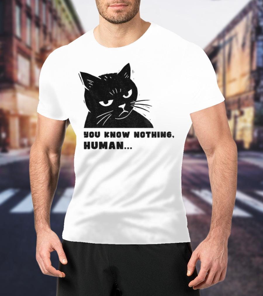 You Know Nothing Human Cat Meme T-Shirt