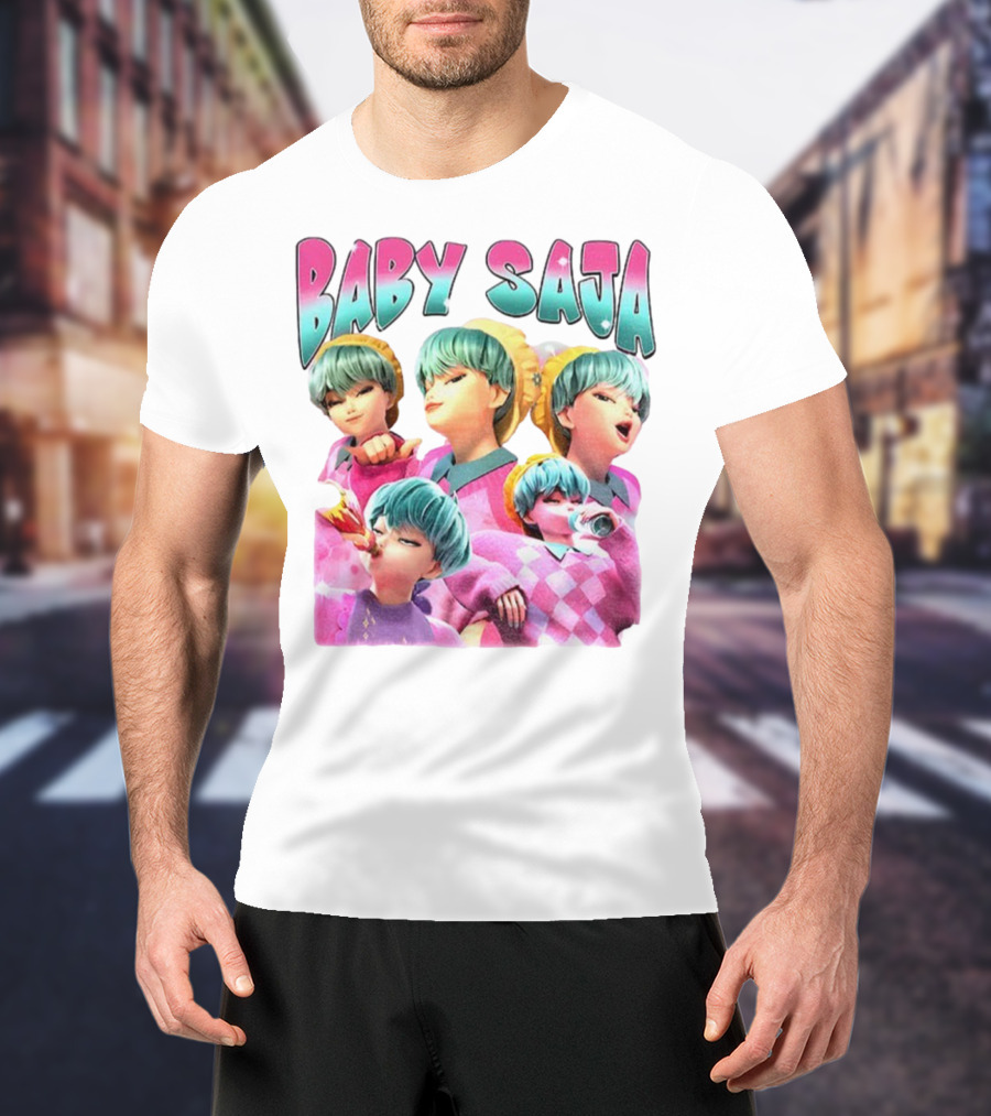 Baby Saja Drinking Soda Cool Anime Character Theme T-Shirt