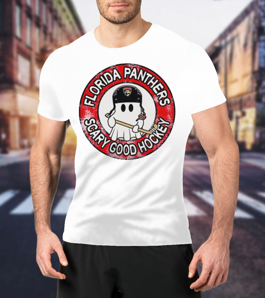 Florida Panthers Scary Good Hockey Ghost With Stick And Helmet T-Shirt