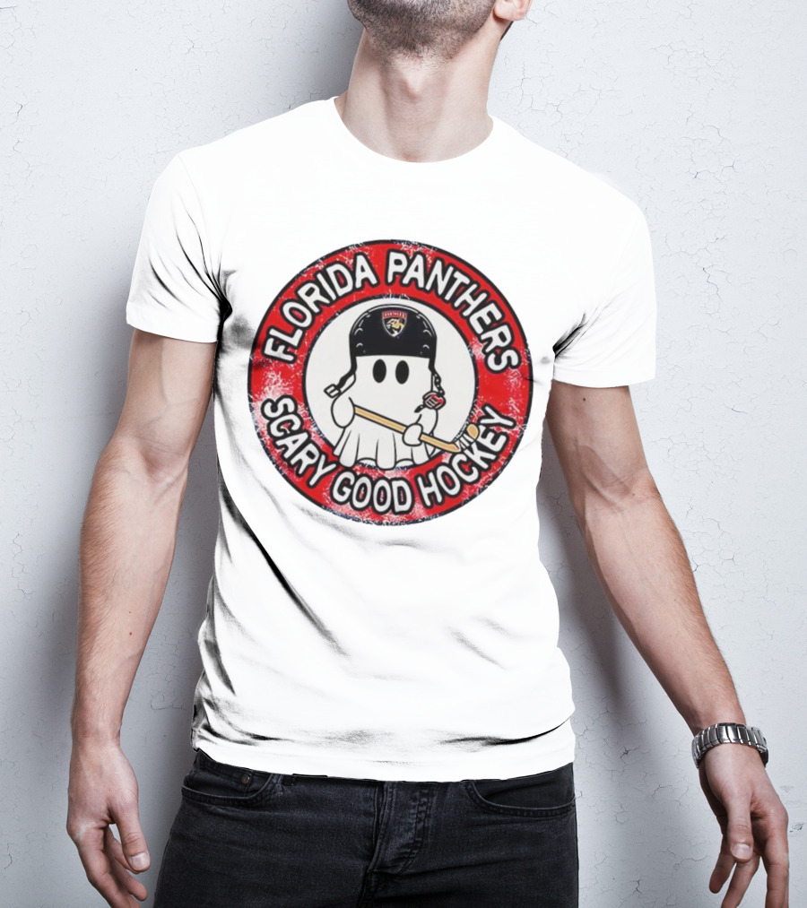 Florida Panthers Scary Good Hockey Ghost With Stick And Helmet T-Shirt