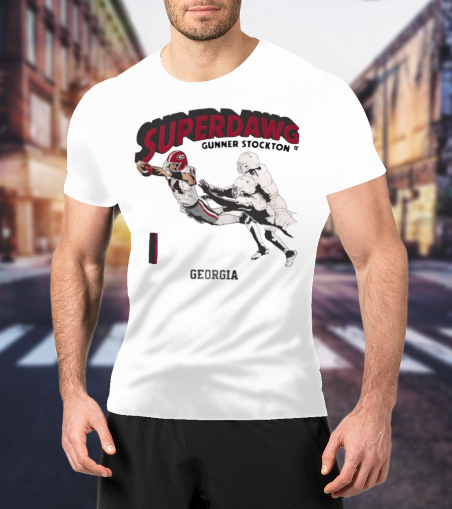 SuperDawg Gunner Stockton Georgia Football Player Action T-Shirt