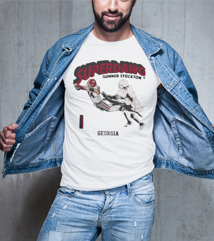 SuperDawg Gunner Stockton Georgia Football Player Action T-Shirt