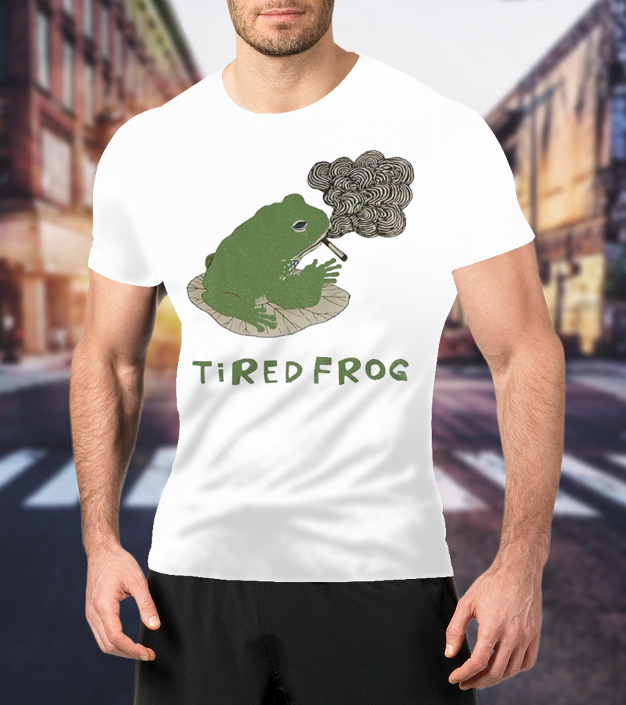 Tired Frog Smoking Meme Japanese Style Smoking Frog T-Shirt