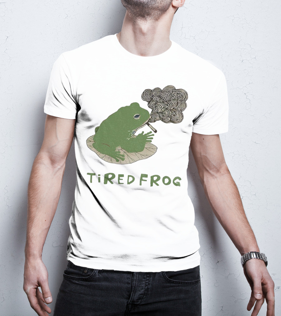Tired Frog Smoking Meme Japanese Style Smoking Frog T-Shirt