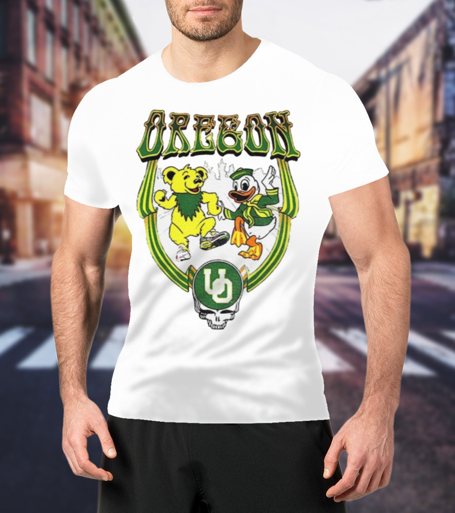Oregon Ducks Grateful Dead Dancing Bear X Donald Duck Collaboration T-Shirt