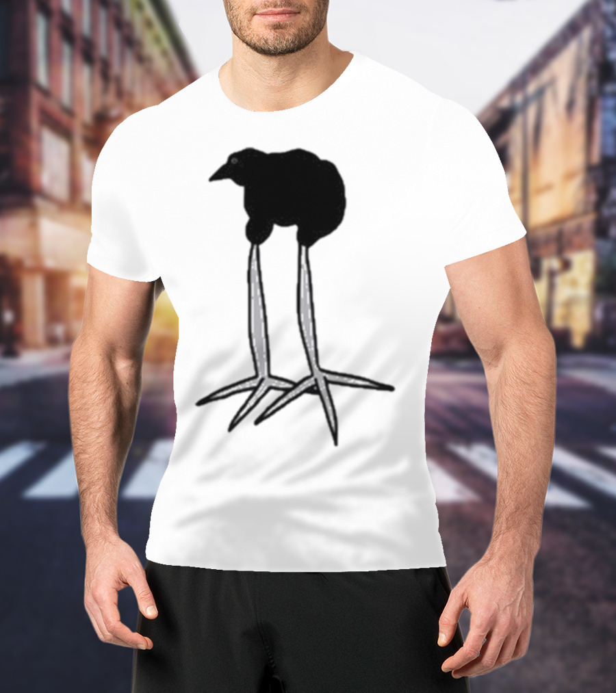Zasha Charcoal Raven Bird Long Legs T-Shirt