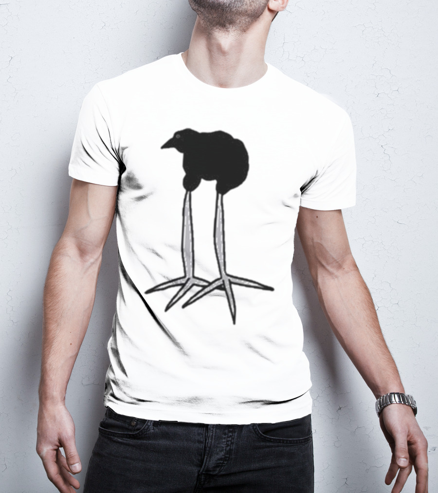 Zasha Charcoal Raven Bird Long Legs T-Shirt