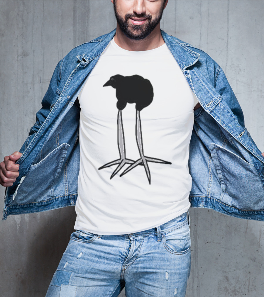 Zasha Charcoal Raven Bird Long Legs T-Shirt