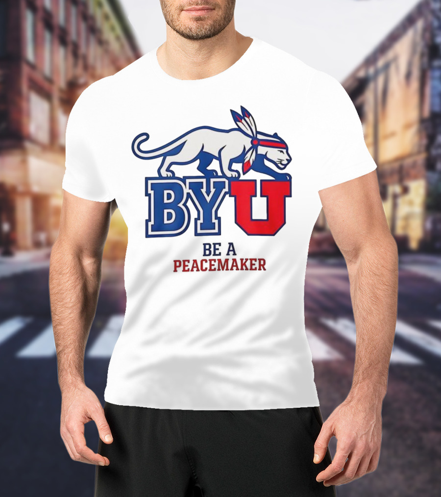 BYU Be A Peacemaker Cougar Logo T-Shirt