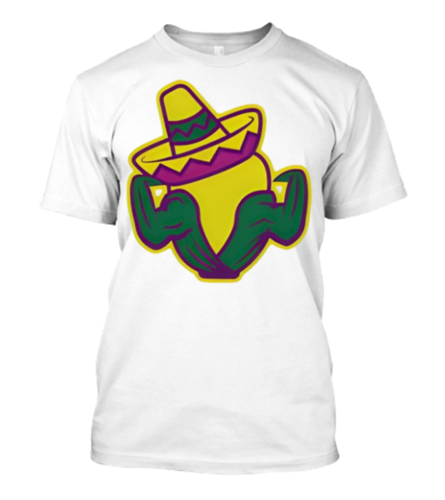 Cedar Rapids Kernels Corn Mascot In Sombrero Green And Yellow Design T-Shirt