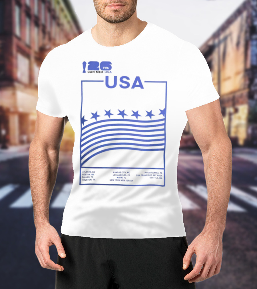 FIFA World Cup 2026 Host USA CAN MEX Stars Flags T-Shirt