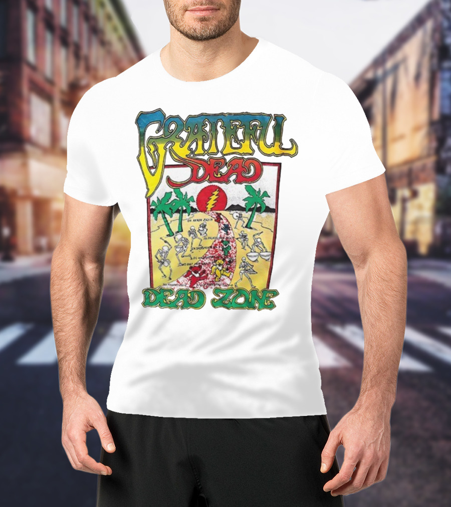 Grateful Dead Skeleton Dead Zone With Desert Scene And Dates T-Shirt