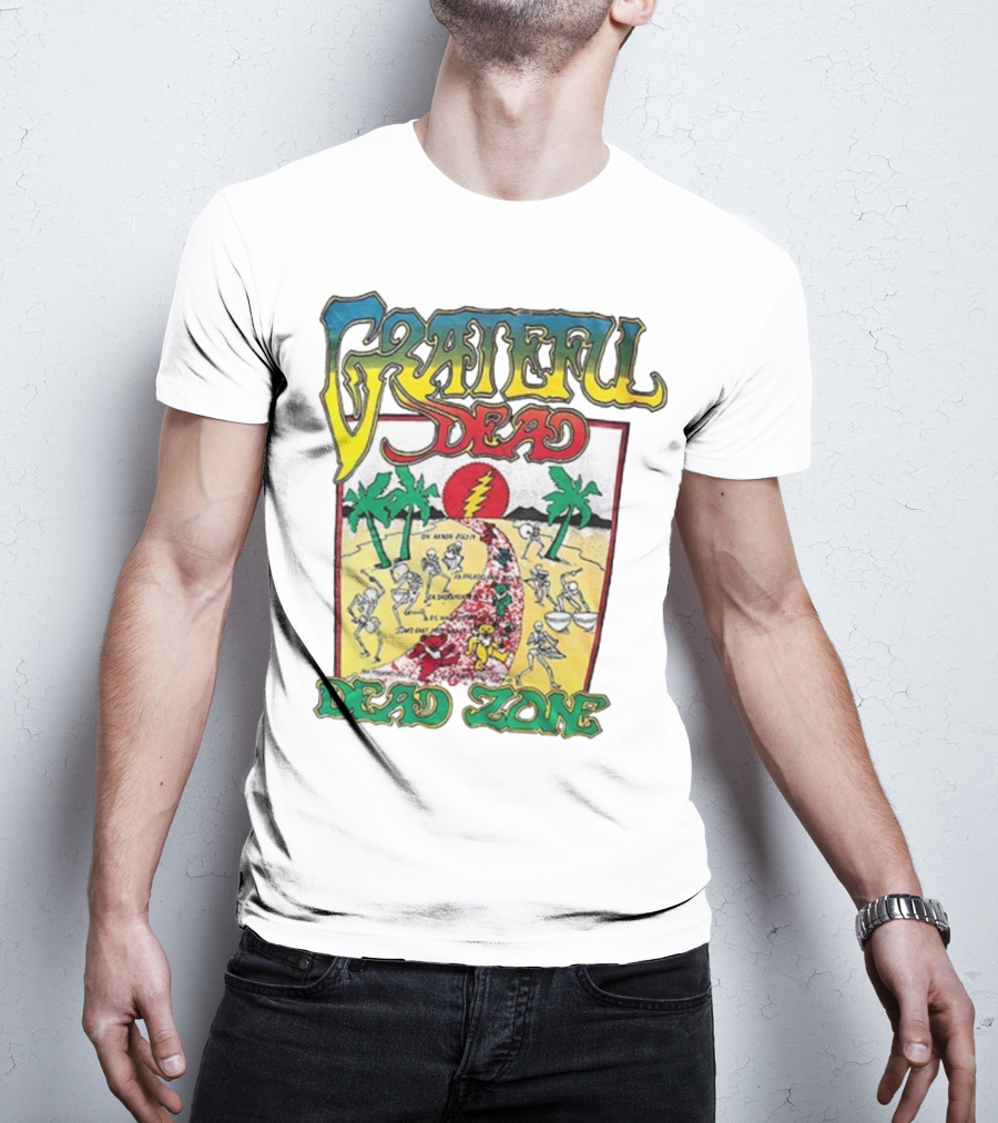 Grateful Dead Skeleton Dead Zone With Desert Scene And Dates T-Shirt