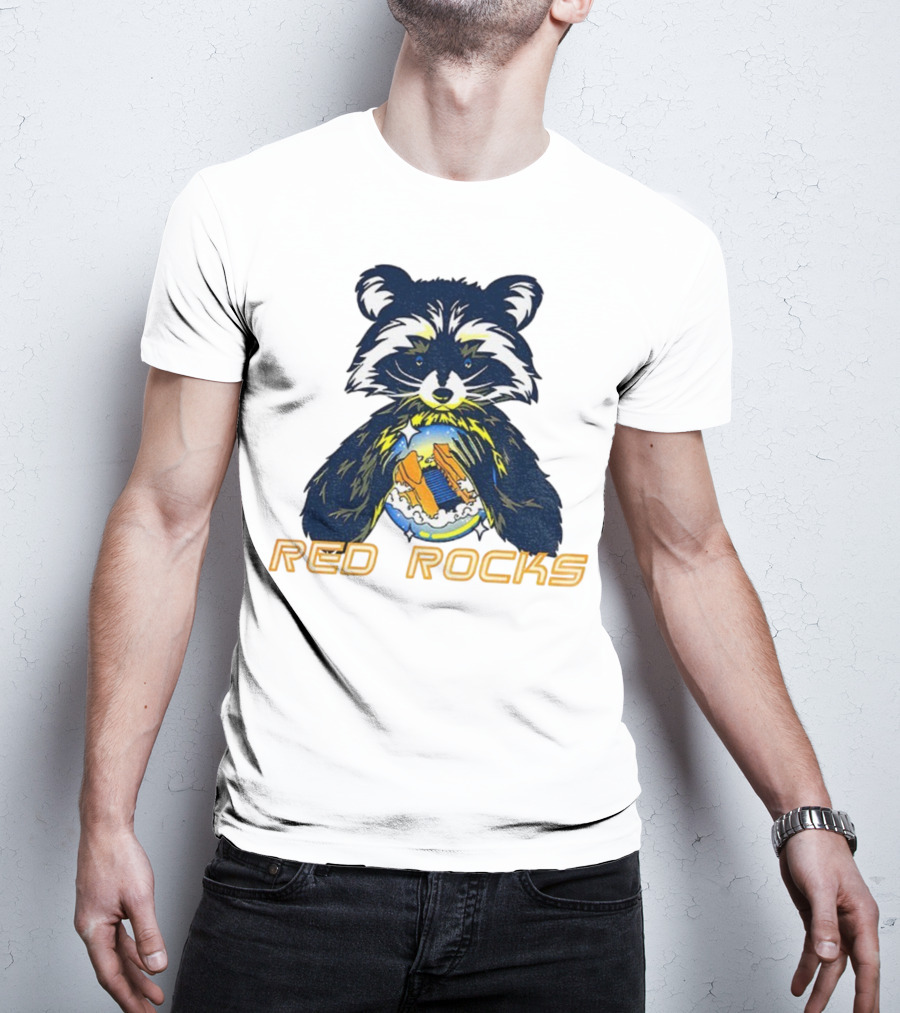Red Rocks Raccoon Crystal Ball Graphic Tee T-Shirt
